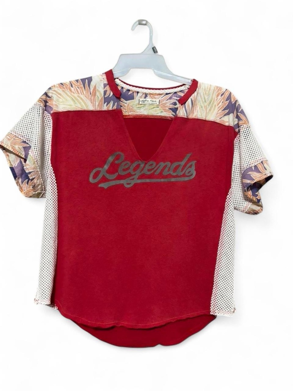 We The Free Red 'Legends' Mixed-Print Short Sleeve Tee